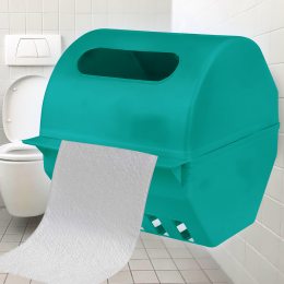 Настенный пластиковый держатель для туалетной бумаги с крышкой темно-зеленый (DRK)