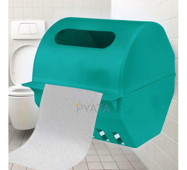 Настенный пластиковый держатель для туалетной бумаги с крышкой темно-зеленый (DRK)