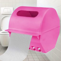 Настінний пластиковий утримувач для туалетного паперу із кришкою Рожевий (DRK)