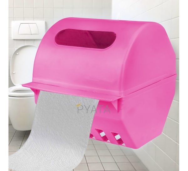 Настенный пластиковый держатель для туалетной бумаги с крышкой Розовый (DRK)