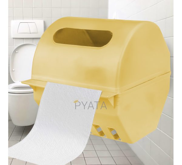 Настенный пластиковый держатель для туалетной бумаги с крышкой Бежевый (DRK)
