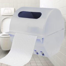 Настенный пластиковый держатель для туалетной бумаги с крышкой Белый (DRK)