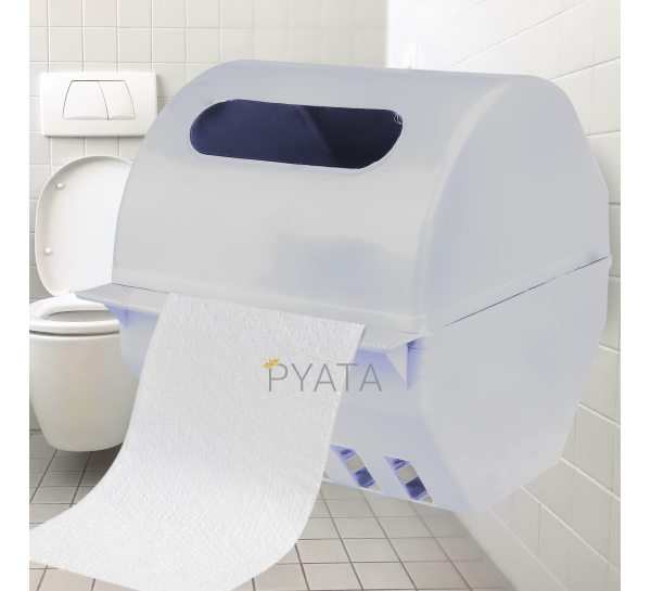 Настенный пластиковый держатель для туалетной бумаги с крышкой Белый (DRK)