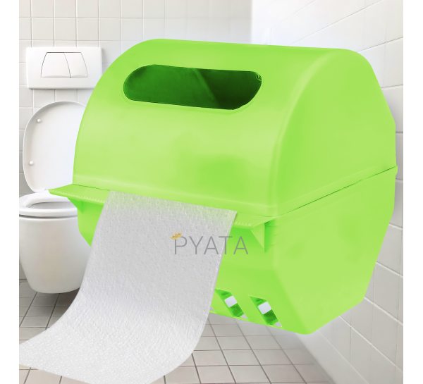 Настенный пластиковый держатель для туалетной бумаги с крышкой Салатовый (DRK)