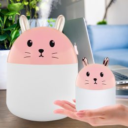 Ультразвуковой портативный увлажнитель воздуха-ночник 2в1 Humidifier Rabbit с LED подсветкой Розовый (205)