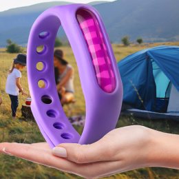 Силиконовый антимоскитный ремешок-браслет от комаров и насекомых с капсулой Фиолетовый