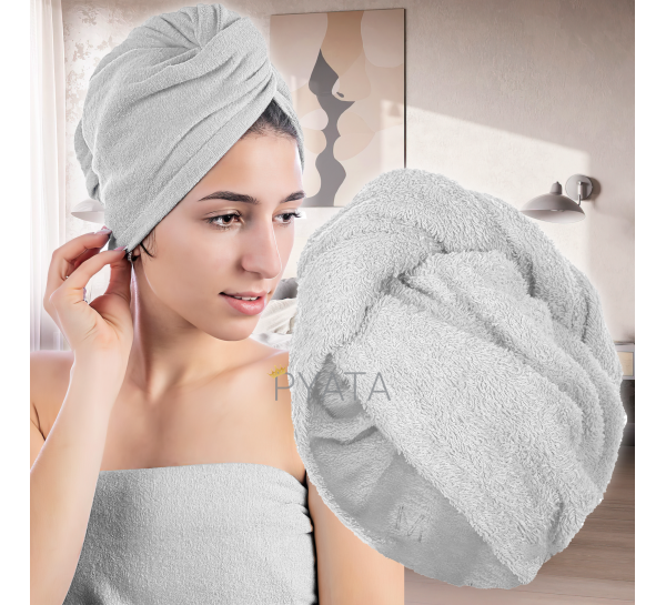 Полотенце-тюрбан для сушки волос полотенце для головы Серый