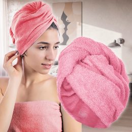 Полотенце-тюрбан для сушки волос полотенце для головы Розовый