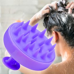 Масажер DragonTeeth для миття голови із силіконовими зубцями для шкіри голови HA-354 Фіолетовий
