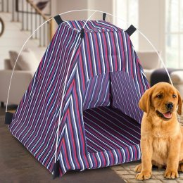 Складной домик-палатка для домашних животных собак и кошек в полоску Красный (205)