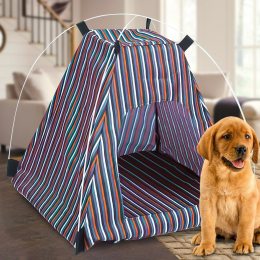 Складной домик-палатка для домашних животных собак и кошек в полоску Оранжевый (205)
