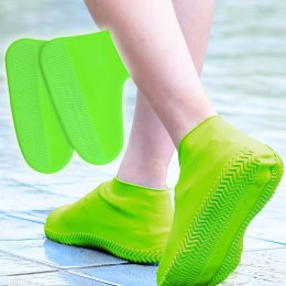 Еластичні багаторазові водонепроникні силіконові чохлі-бахили для взуття від води M Зелені