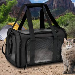 Тканевая сумка-переноска с окном для животных (кошек, собак, кроликов) с вентиляцией D-10 Черная