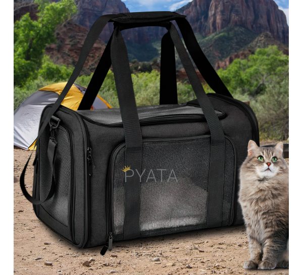 Тканевая сумка-переноска с окном для животных (кошек, собак, кроликов) с вентиляцией D-10 Черная