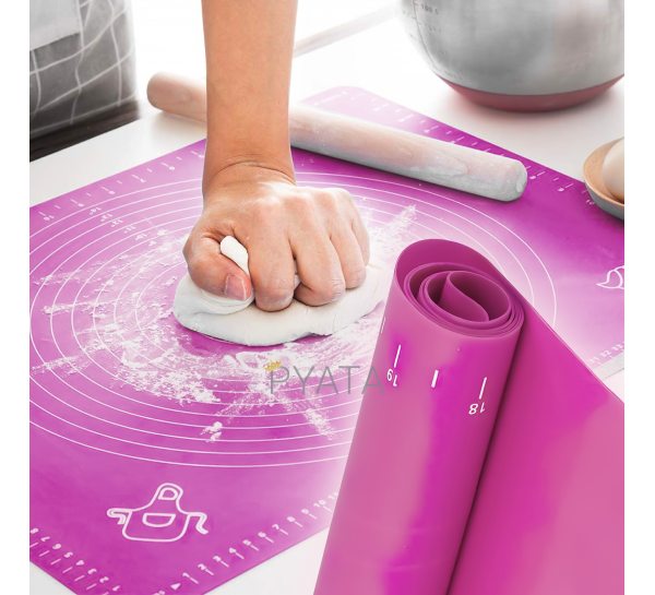 Кондитерський силіконовий килимок для розкочування тіста та випічки 40х50 см EL-1294 Рожевий (237)