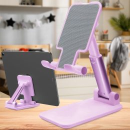 Складной настольный держатель-подставка для телефона на стол Folding Desktop Phone Stand Розовый (В)
