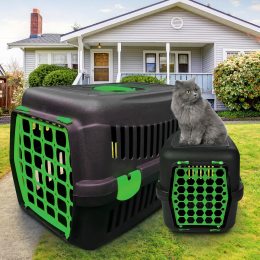 Переноска-контейнер для кошек и собак 35*49*32,5 см Agility Plast Черно-зеленая