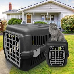Переноска-контейнер для кошек и собак 35*49*32,5 см Agility Plast Черно-серая (2339)