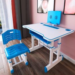 УЦЕНКА! Детский регулируемый столик парта с подставкой для книг и стульчиком Side Table Синий (NJ-492)