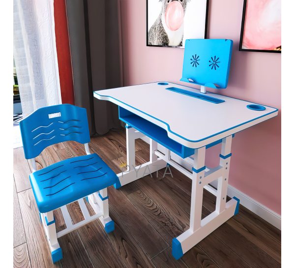 Детский регулируемый столик парта с подставкой для книг и стульчиком Side Table Синий (NJ-492)
