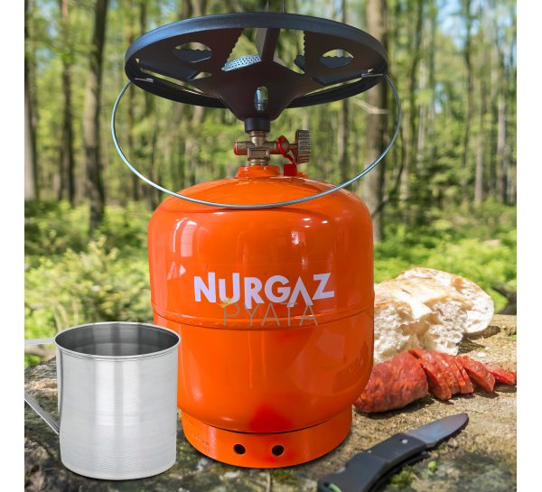 Газовый кемпинговый комплект баллон с горелкой NURGAZ 8,5 л Оранжевый 
