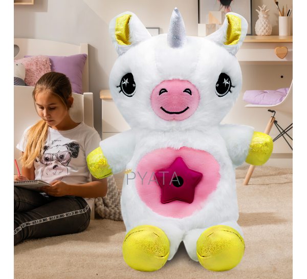 Детская мягкая игрушка-ночник с проектором STAR BELLY "Единорог" Белая (В)