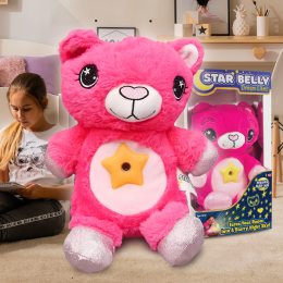 М'яка дитяча іграшка-нічник з проектором STAR BELLY "Ведмідь" Рожевий (В)