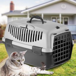 Переноска-контейнер для котів та собак з ручкою для перенесення 48 см Сіра (2339)