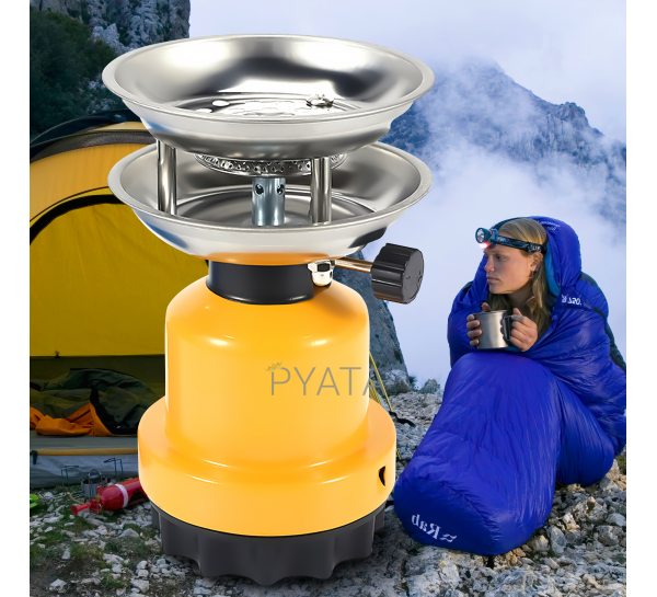 Туристическая походная открытая газовая горелка для кемпинга с пьезоподжигом DYSTATE DY-03 Желтый