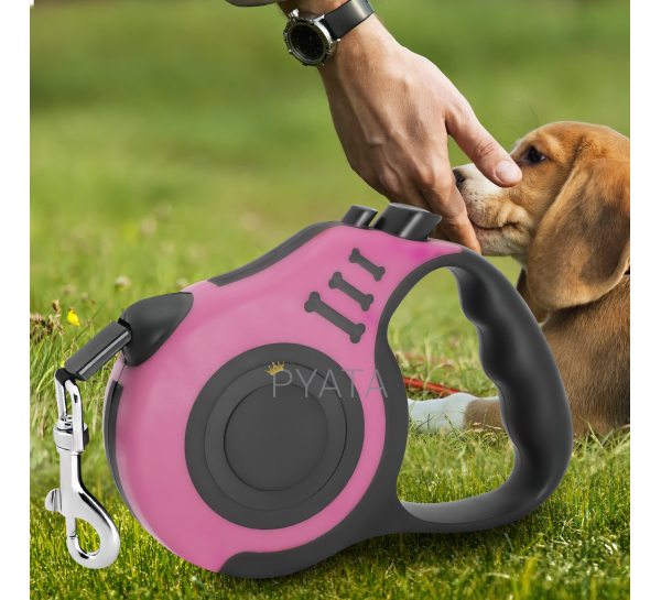 Автоматичний висувний повідець-рулетка для собак 3м Рожевий (205)