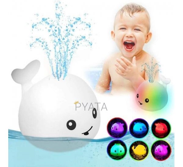 Іграшка для ванної Кит з фонтаном та підсвічуванням Spray Water Bath Toy Білий (225)