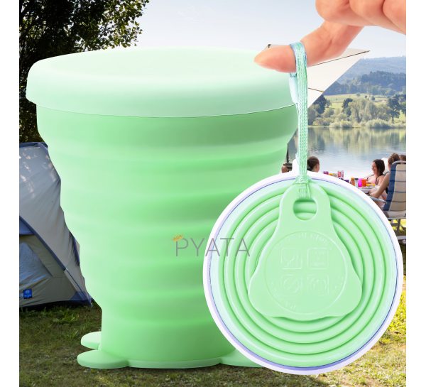 Складной портативный универсальный силиконовый стаканчик для кемпинга и путешествий Usams EL-2109 160 мл Зеленый (237)