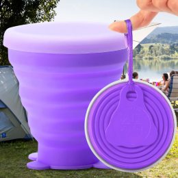 Складной портативный универсальный силиконовый стаканчик для кемпинга и путешествий Usams EL-2109 160 мл Фиолетовый (237)