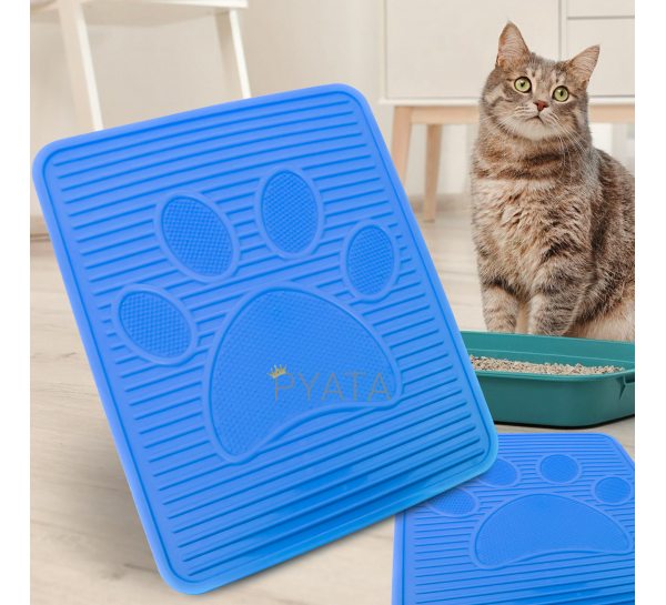 Силиконовый коврик-подстилка для кошачьего туалета-лотка Синий (2339)