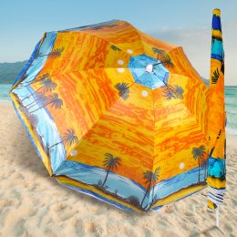Пляжный зонт с наклонным механизмом 180см  "Пальмы" Оранжевый 