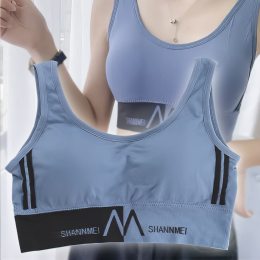 Женский спортивный бесшовный бюстгальтер-топик для фитнеса Shoulder Sports Suit M Голубой (626)