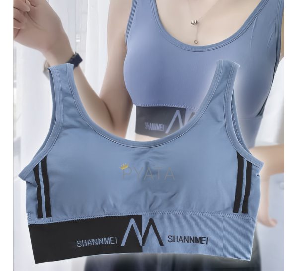 Жіночий спортивний бюстгальтер-топік для фітнесу Shoulder Sports Suit L Блакитний (626)