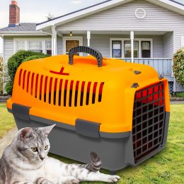 Переноска-контейнер для кошек и собак с ручкой для переноски 48 см Оранжевая (2339)