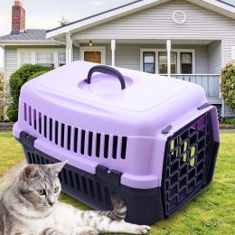 Переноска-контейнер для котів та собак з ручкою для перенесення 48 см Бузкова (2339)