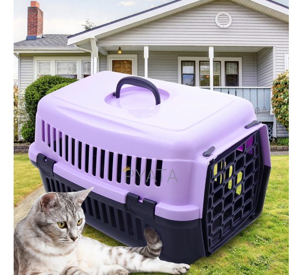 Переноска-контейнер для кошек и собак с ручкой для переноски 48 см Сиреневая (2339)