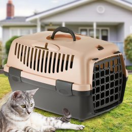 Переноска-контейнер для котів та собак з ручкою для перенесення 48 см Пудрова (2339)