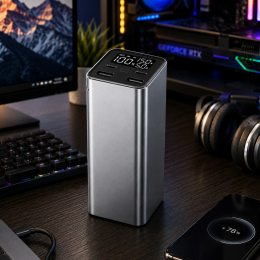 Портативное зарядное устройство павербанк с цифровым дисплеем УМБ П LapTop SYX61 50000 mAh, 50000 мА Серый (N-6)