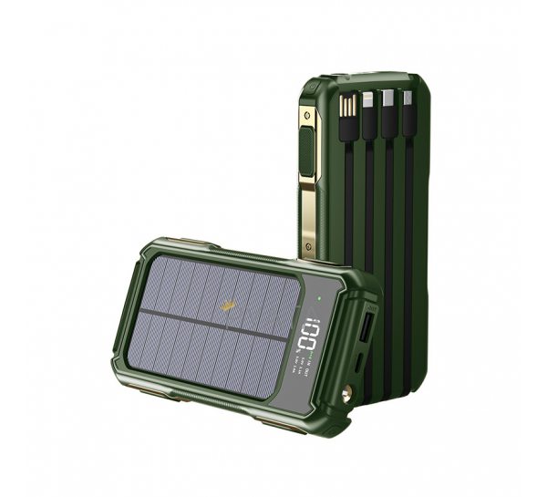 УМБ Power Bank ViaKing 20000 mAh сонячна панель Зелений (H-6)
