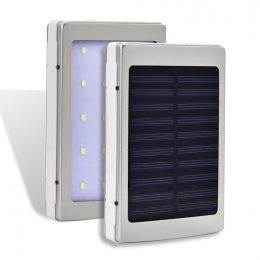 УМБ Power bank ViaKing 5000 mAh сонячна панель та LED-ліхтар Срібний (H-1)