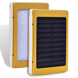 УМБ Power bank ViaKing 5000 mAh сонячна панель та LED-ліхтар Золотистий (H-1)