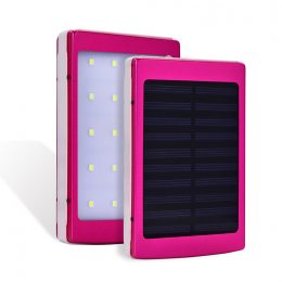 УМБ Power bank ViaKing 5000 mAh сонячна панель та LED-ліхтар Рожевий (H-1)