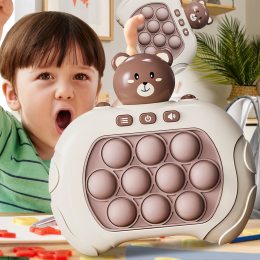 Детская портативная развивающая игрушка-антистресс поп ит 4 режима с подсветкой Quick Push Puzzle Game Fast №205В Коричневая