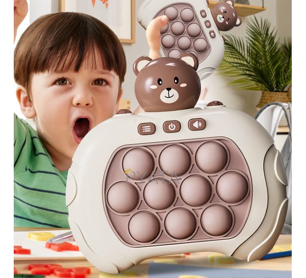 Детская портативная развивающая игрушка-антистресс поп ит 4 режима с подсветкой Quick Push Puzzle Game Fast №205В Коричневая