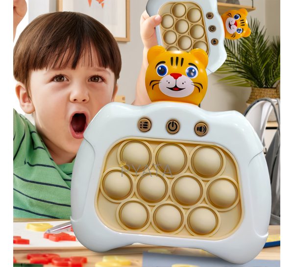 Дитяча портативна розвиваюча іграшка-антистрес попіт 4 режими з підсвічуванням Quick Push Puzzle Game Fast №206В Тигр