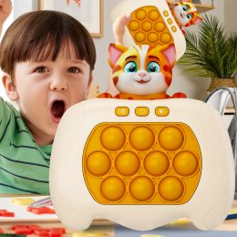 Дитяча портативна розвиваюча іграшка-антистрес поп іт 4 режими з підсвічуванням Quick Push Puzzle Game Fast №208B Котик